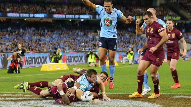 Great atmosphere Josh Morris scores at the MCG in Origin II this year