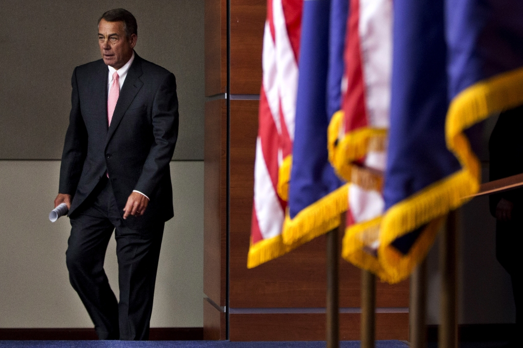 House Speaker John Boehner of Ohio arrives to speak at a news conference announcing his resignation on Friday Sept. 25 2015