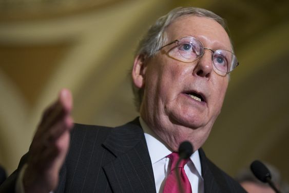 Senate Majority Leader Sen. Mitch McConnell R-Ky. talks about a government shutdown during a news conference after a policy luncheon on Capitol Hill in Washington. Republican leaders face stark tests as they fight