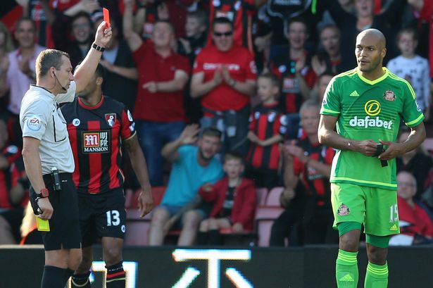 Younes Kaboul gets a red card