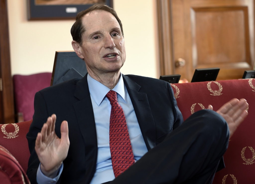 Sen. Ron Wyden D-Ore speaks during an interview in his office on Capitol Hill in Washington. Some strident opponents of the nuclear accord with Iran are invoking memories of the Hol