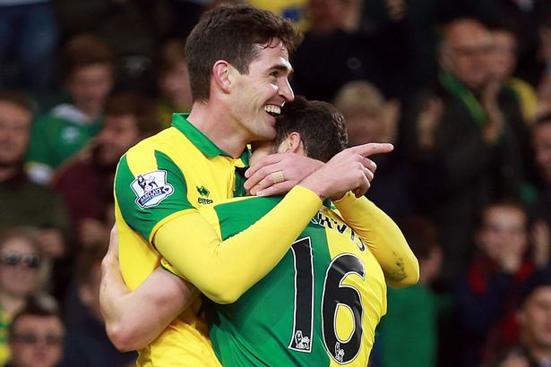 Kyle Lafferty celebrates with Matt Jarvis after scoring