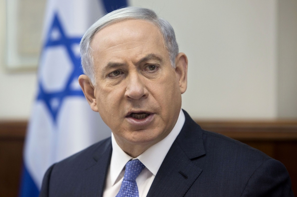 Israeli Prime Minister Benjamin Netanyahu attends the weekly cabinet meeting in his Jerusalem office