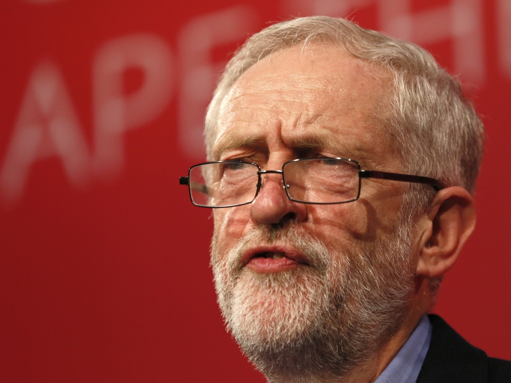 The new leader of Britain's opposition Labour Party Jeremy Corbyn makes his inaugural speech at the Queen Elizabeth Centre in central London on Saturday