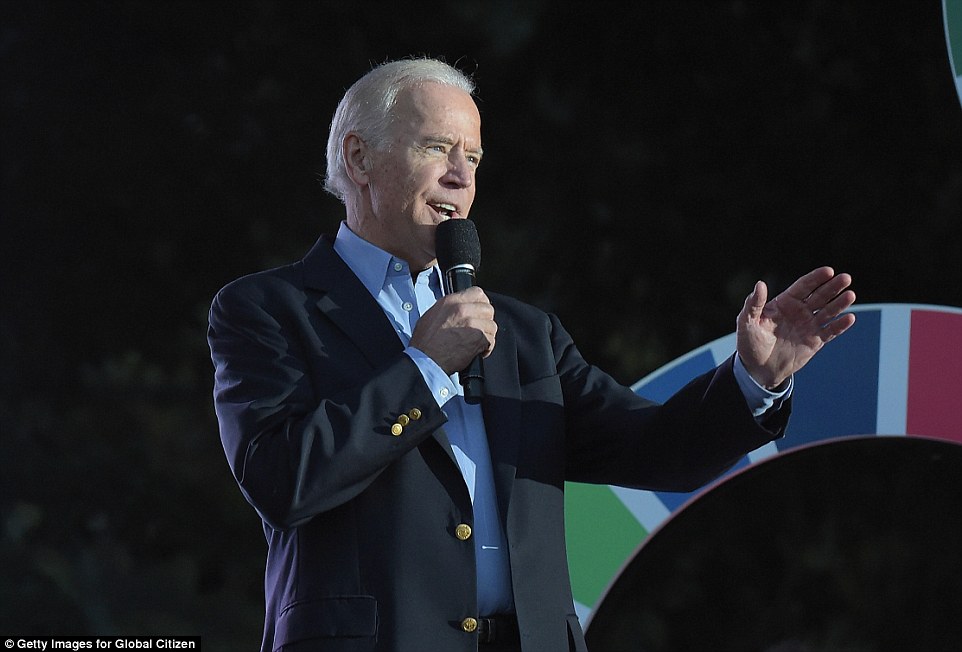 Joe Biden took to the stage of Global Citizen festival in New York tonight to join a call to end extreme poverty and promote equality across the world