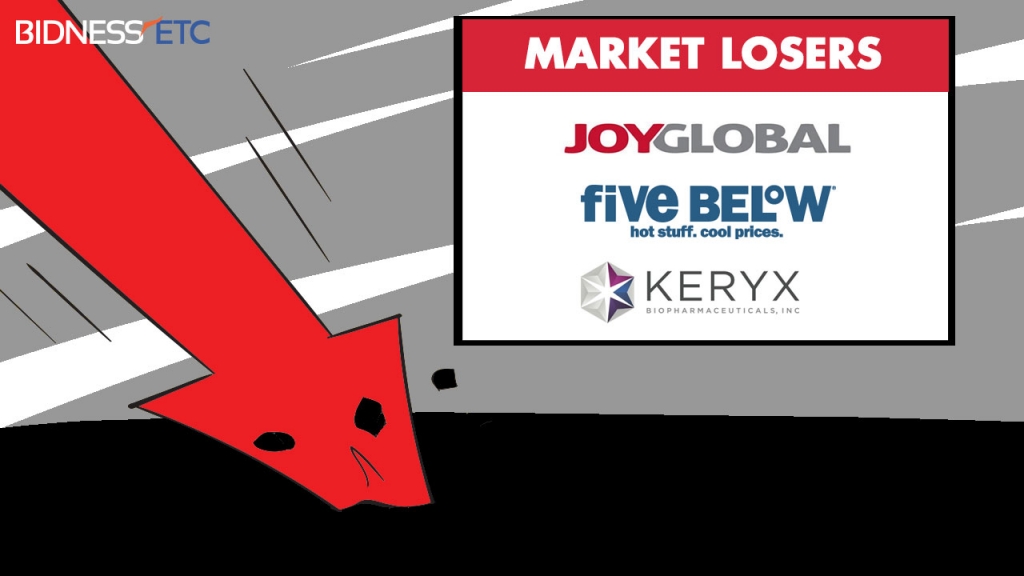 Pre-Market Losers Joy Global Inc, Five Below Inc And Keryx Biopharmaceuticals