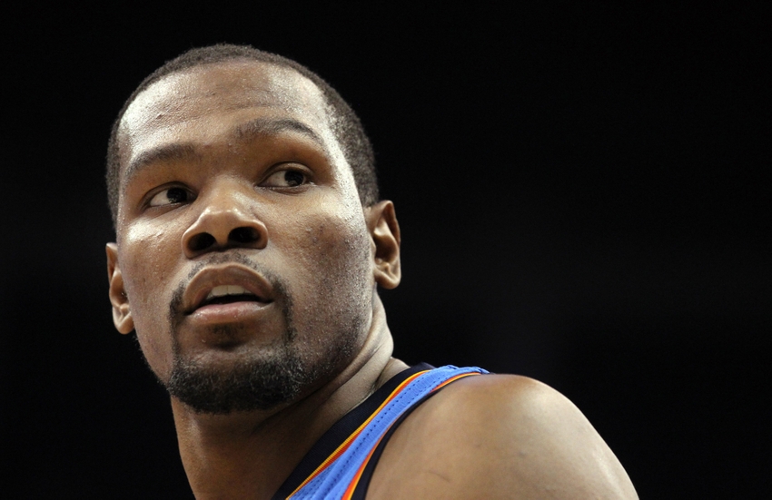 Jan 18 2015 Orlando FL USA Oklahoma City Thunder forward Kevin Durant looks on against the Orlando Magic during the second half at Amway Center. Oklahoma City Thunder defeated the Orlando Magic 127-99. Mandatory Credit Kim Klement-USA TODAY Spo