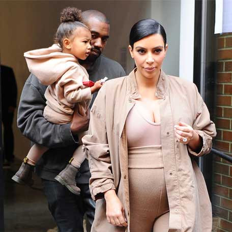 Kim Kardashian with husband Kanye West and daughter North