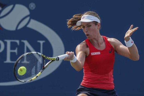 Johanna Konta of the United Kingdom returns