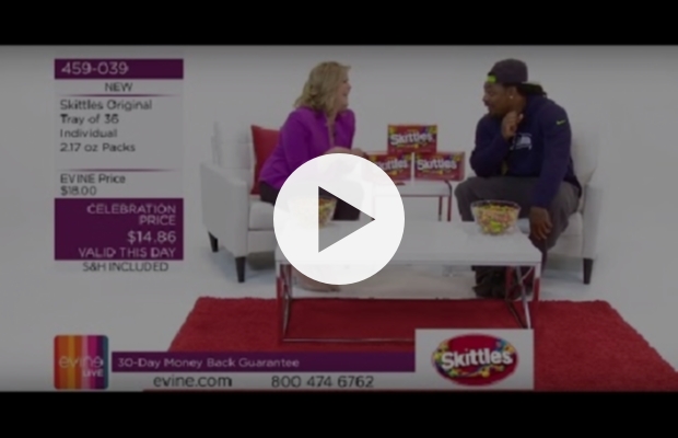 WATCH Marshawn Lynch sells Skittles on EVINE live