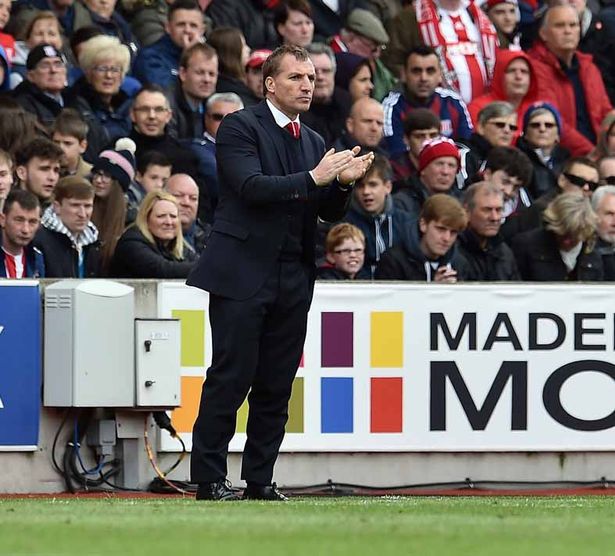 Liverpool FC manager Brendan Rodgers during the Barclays Premier League match against Stoke City