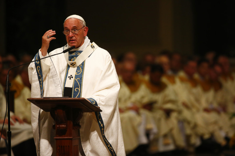 Pope Francis celebrates mass at the Cathedral Basilica of Saints Peter and Paul in Philadelphia