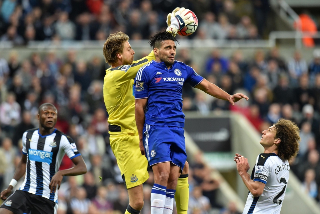 MY BALL Tim Krul claims a cross ahead of Radamel Falcao during Newcastle's 2-2 draw with Chelsea