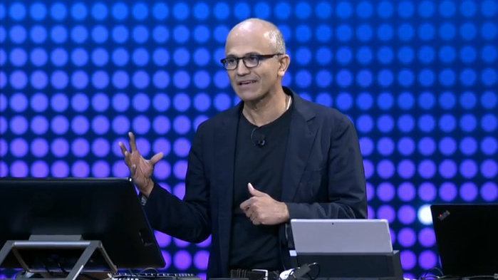 Satya Nadella at Dreamforce 2015 screengrab