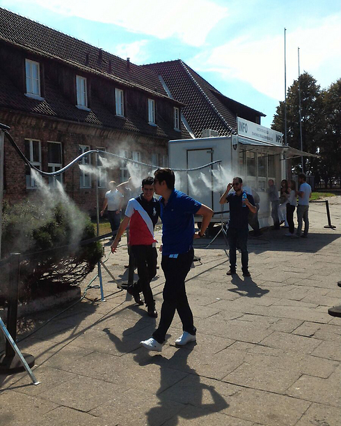 Mist showers at Auschwitz