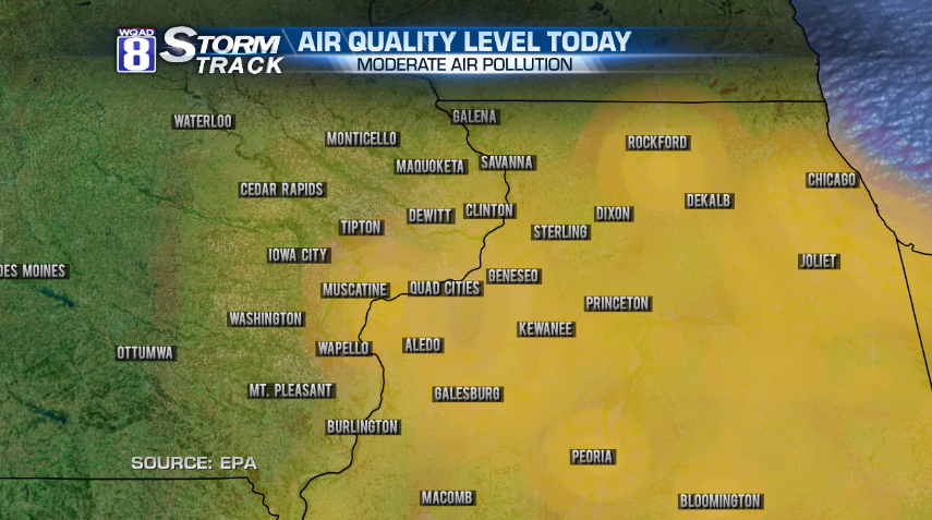 Moderate air pollution in the Quad Cities today