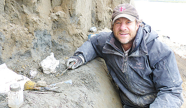 Researcher Greg Erickson works in a spot of the Liscomb Bed dig site near Nuiqsut Alaska. Researchers at the University of Alaska Fairbanks have found a third distinct dinosaur species documented on Alaska’s oil-rich North Slope.- Associated Press