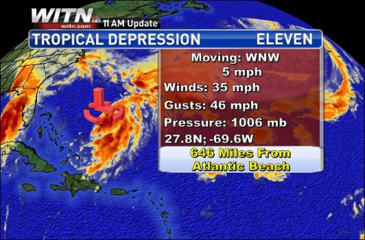 Tropical Depression Eleven forms in the Atlantic