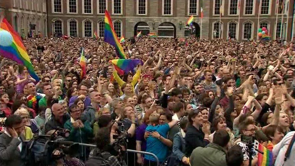 Thousands of same-sex marriage campaigners celebrated in Dublin after the result of the referendum in May but the law must still pass through parliament