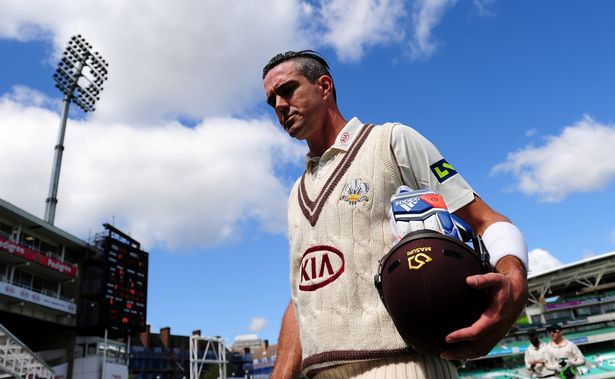 Kevin Pietersen of Surrey leaves the field after hitting 355