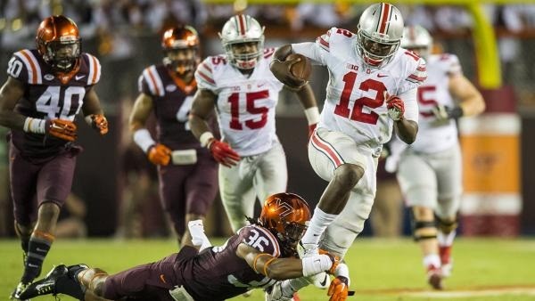 Ohio State quarter back Cardale Jones lead the Buckeyes to their first win of the season over Virginia Tech