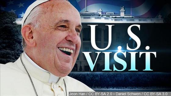 Pope Francis arrives in US story image