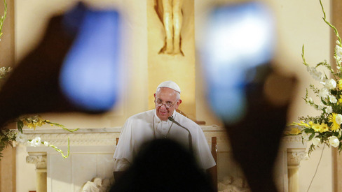 Pope Francis speaks at St. Patrick in the City Catholic church on Sept. 24 2015 in Washington