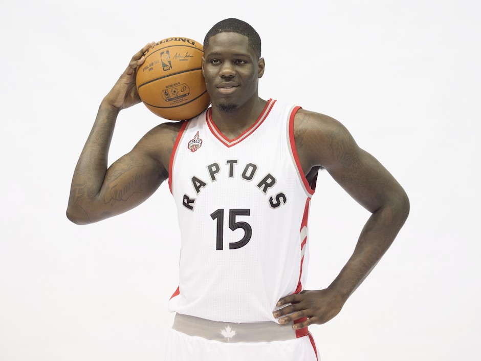 Toronto Raptors&#039 Anthony Bennett poses during the Raptors&#039 media day in Toronto on Monday