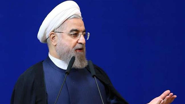 Iran’s President Hassan Rouhani addresses a conference attended by knowledge-based companies in the Iranian capital Tehran