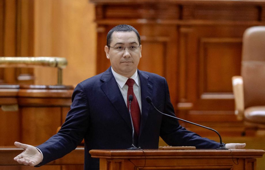 Romania's prime minister Victor Ponta gestures during a special parliament session in Bucharest Romania,Tuesday Sept. 29 2015 before facing a no-confidence vote. Romania’s parliament on Tuesday debated a vote of no confidence against the prime minis