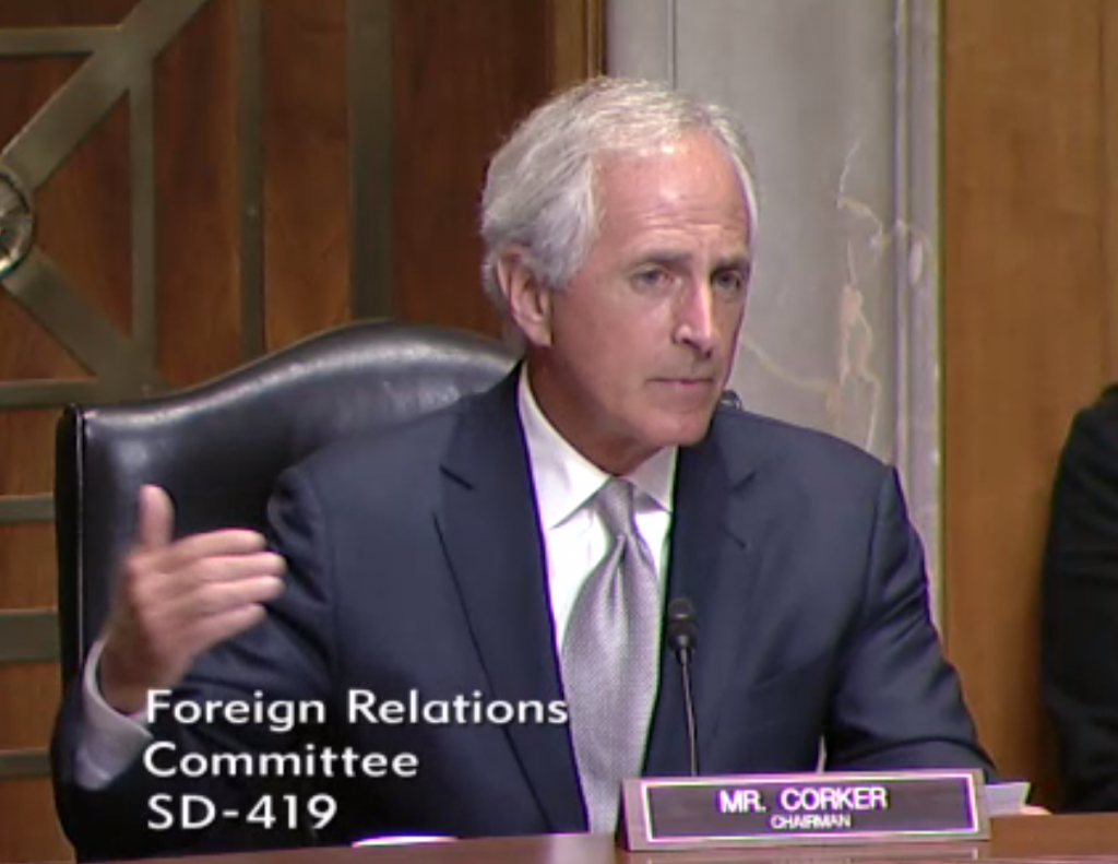 Corker hinted that the Iran nuclear deal which he opposes may be setting a precedent for American involvement in the Middle East overall