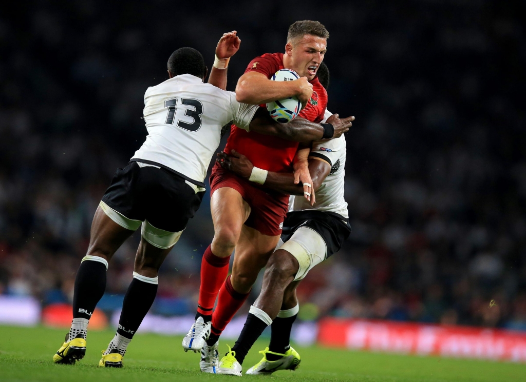 Sam Burgess in action against Fiji on Friday