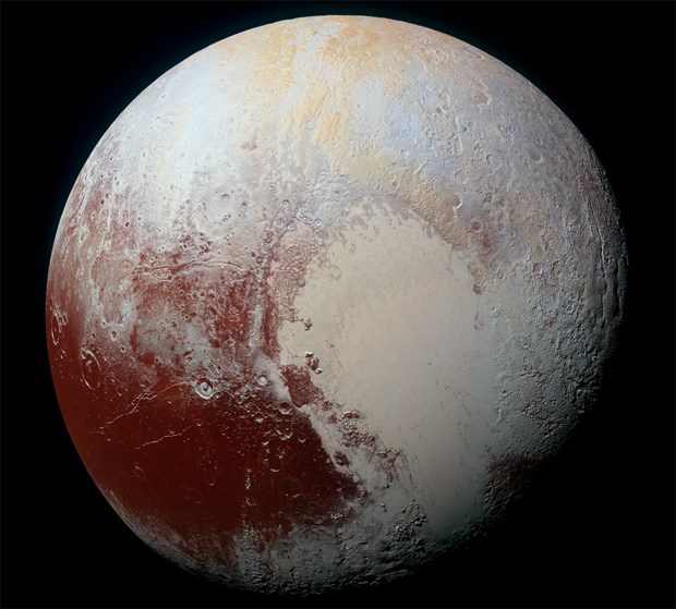 This near-full image of Pluto provides the best global view yet obtained a mosaic of images beamed back from the New Horizon's probe during its July flyby of the dwarf planet. NASA