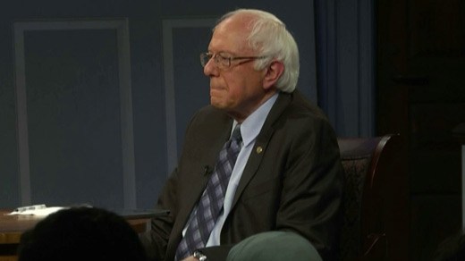 Sen. Bernie Sanders being interviewed at the Miller Center