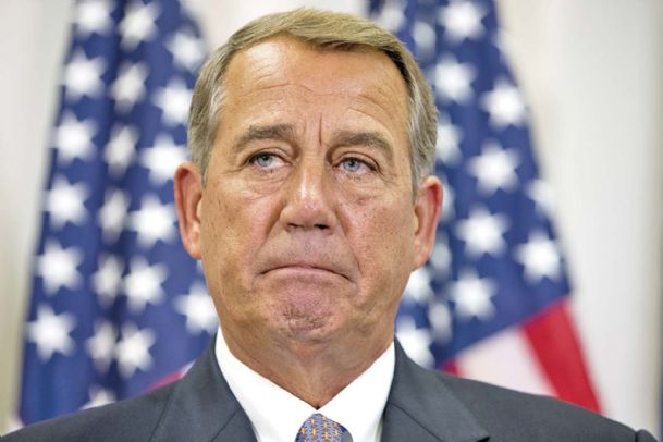 Speaker of the House John Boehner of Ohio pauses while speaking about his opposition to the Iran deal during a news conference with members of the House Republican leadership on Capitol Hill in Washington on Wednesday