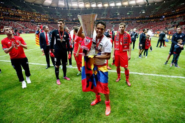 Sevilla celebrate winning the Europa League in May