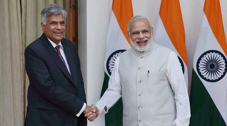 New Delhi Prime Minister Narendra Modi shakes hands with his Sri Lankan counterpart Ranil Wickremesinghe before their meeting at Hyderabad House in New Delhi on Tuesday. PTI