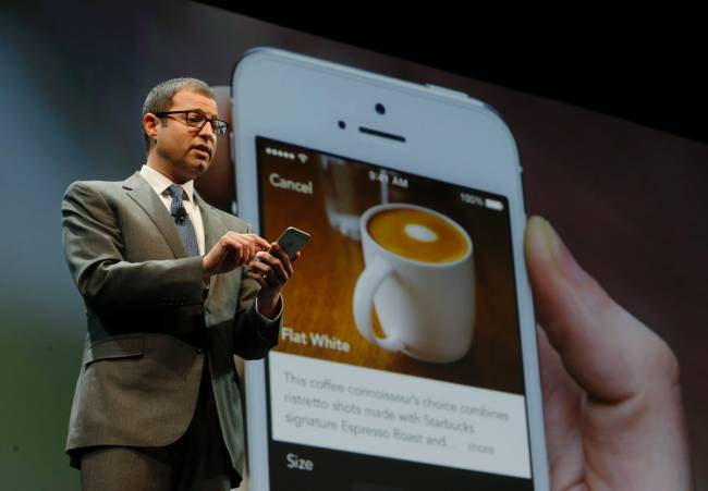 Starbucks chief digital officer talks about the company's new mobile ordering app at Starbucks Coffee Company's annual shareholders meeting in Seattle. The Seattle-based coffee chain says its mobile app that lets people order and pay in advance