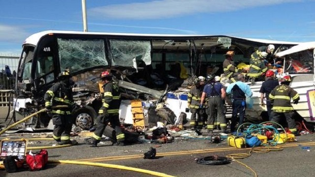 The latest on a crash between an amphibious tour vehicle and a charter bus in Seattle