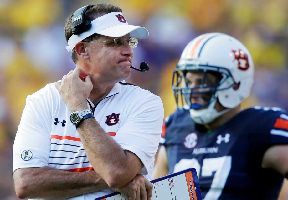 Auburn head coach Gus Malzahn reacts in the second half of an NCAA college football game against LSU in Baton Rouge La. The Tigers have plenty of issues to overcome if they're going to turn this season