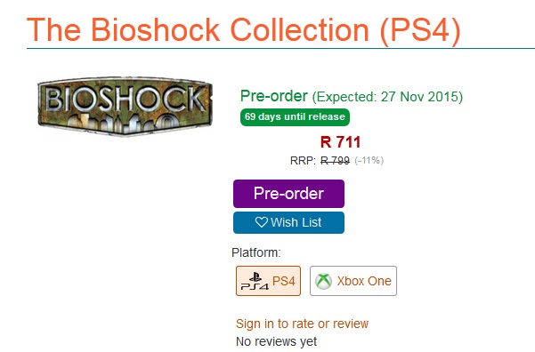 Retailer listed BioShock Collection for Xbox One, PS4