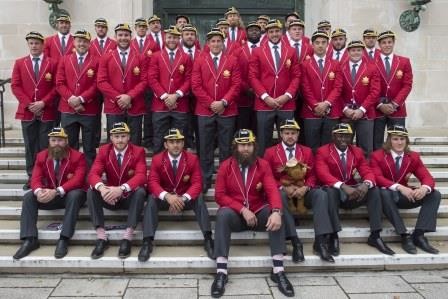 The Canada squad outside Brangwyn Hall yesterday