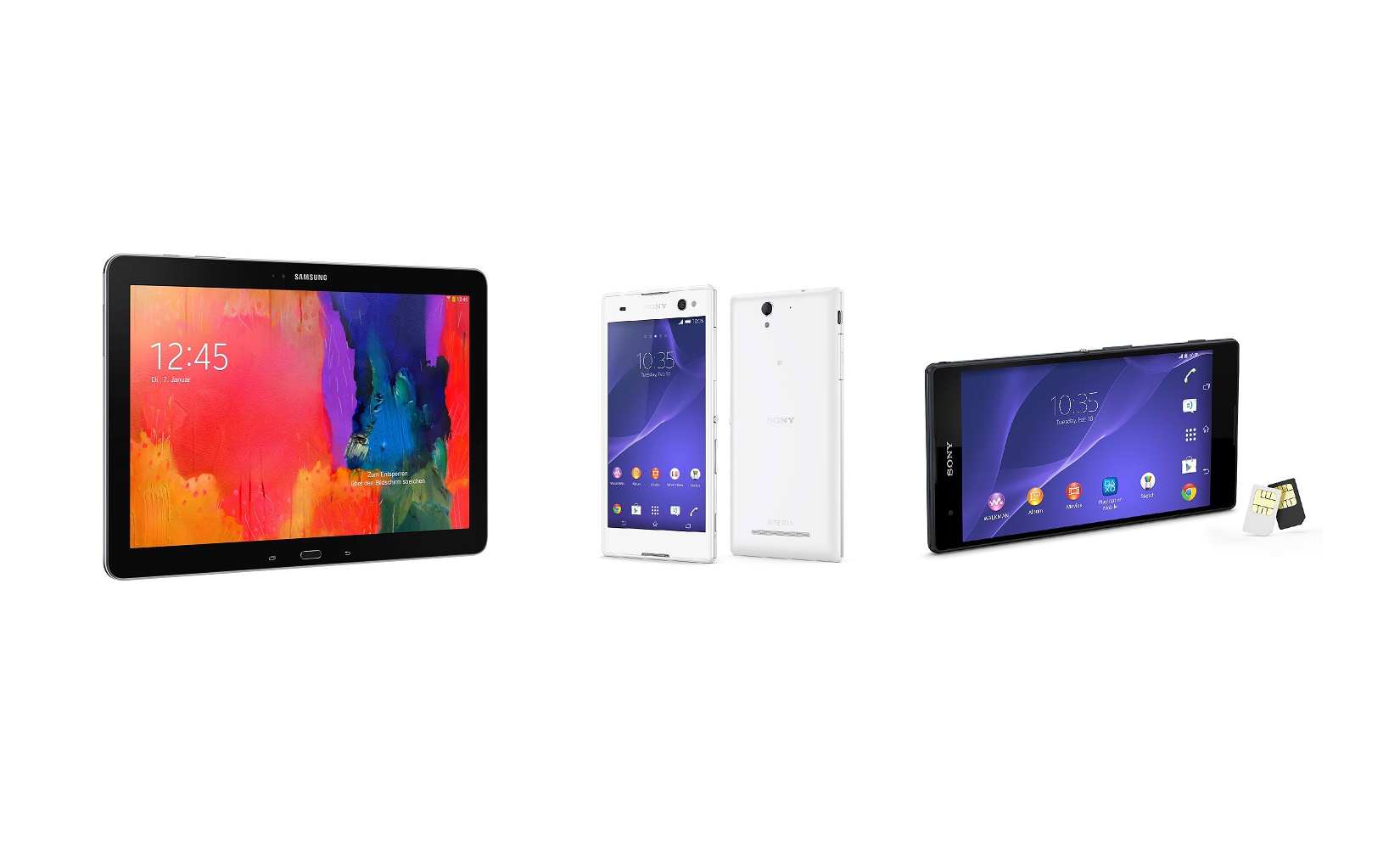 The Samsung Galaxy Tab Pro 12.2 LTE Sony Xperia C3 and Xperia T2 Ultra Dual are all being seeded with Google's Android