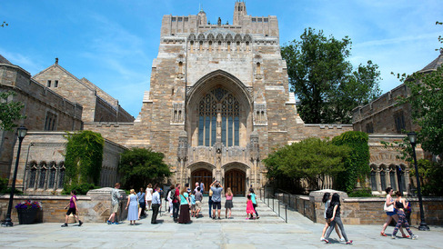 The Sterling Memorial Library on the Yale University campus in New Haven Connecticut