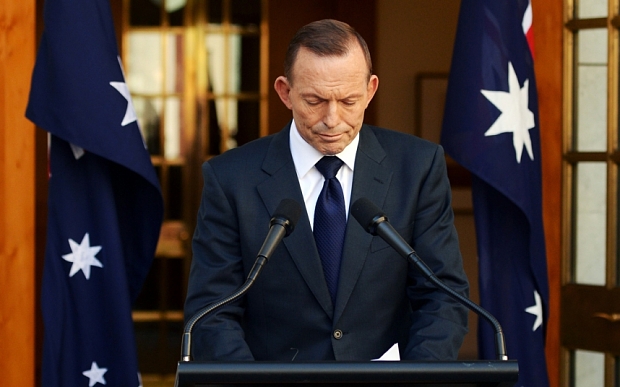 Tony Abbott speaks during a press conference after being ousted