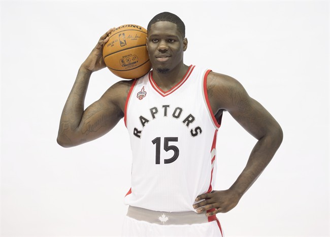 Toronto Raptors Anthony Bennett poses during the Raptors media day in Toronto on Monday