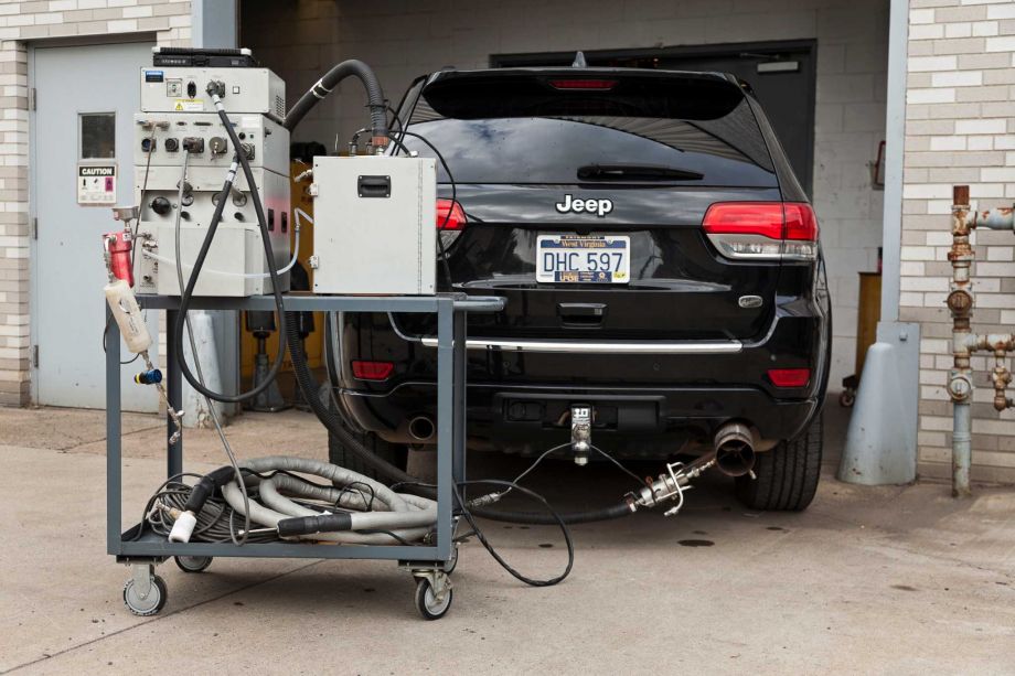 A 2014 Jeep Diesel is tested at the Center for Alternative Fuel Engines & Emissions at University of West Virginia in Morgantown Sept. 22 2015. Questions about the wisdom of allowing automakers so much sway in how air pollution standards are enforced