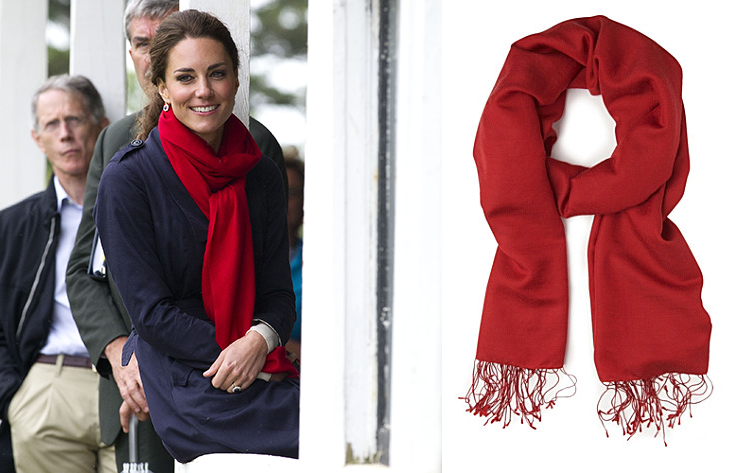 Kate Middleton red Hugo Boss scarf