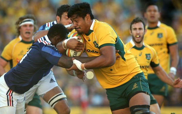 Will Skelton on the charge for the Wallabies against France 2014