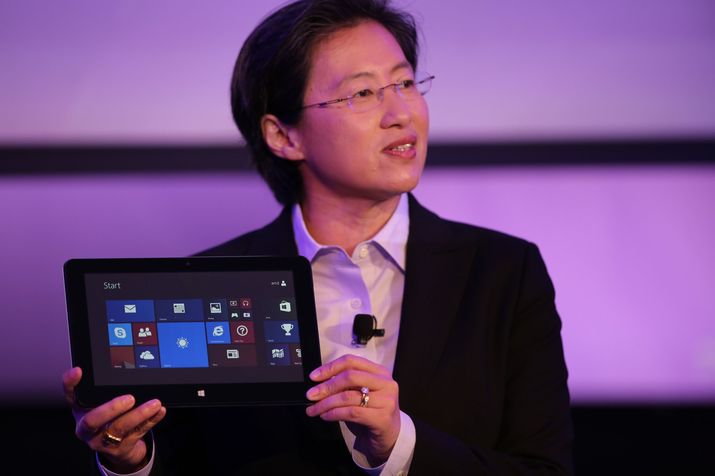 AMD 
 

 
Lisa Su who is now AMD’s CEO shows off a Windows 8 tablet powered by an AMD technology at the Consumer Electronics Show 2014